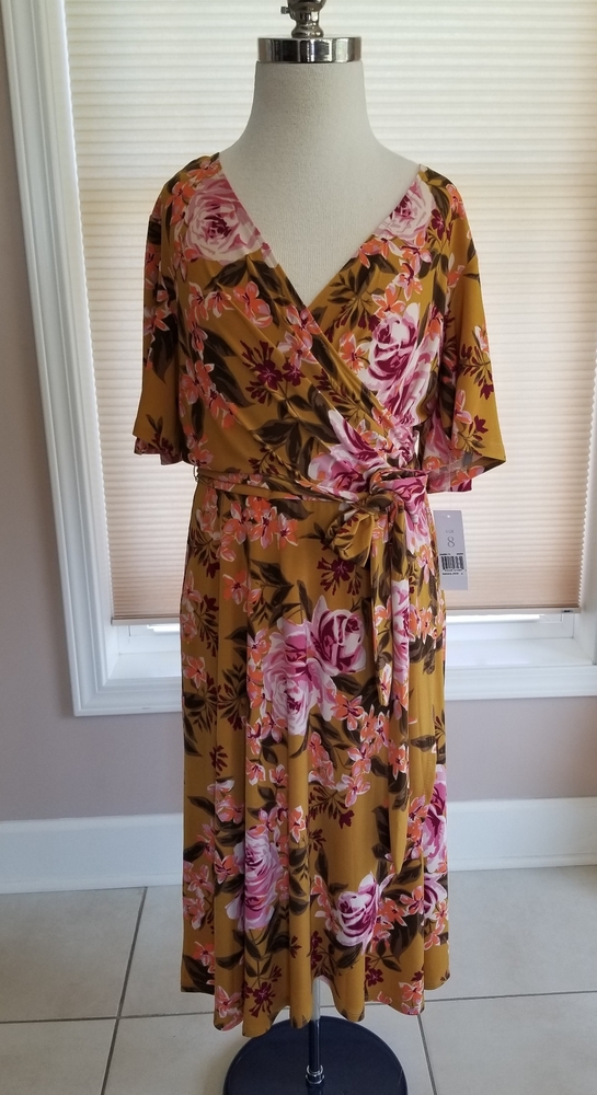 NWT Floral  DONNA MORGAN Tie-Front Dress